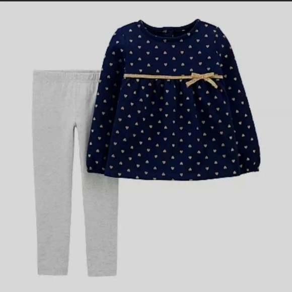 NWT carter's Baby Girl‎ outfit 2-Piece Heart Top & Legging Set 12 months - Picture 1 of 4
